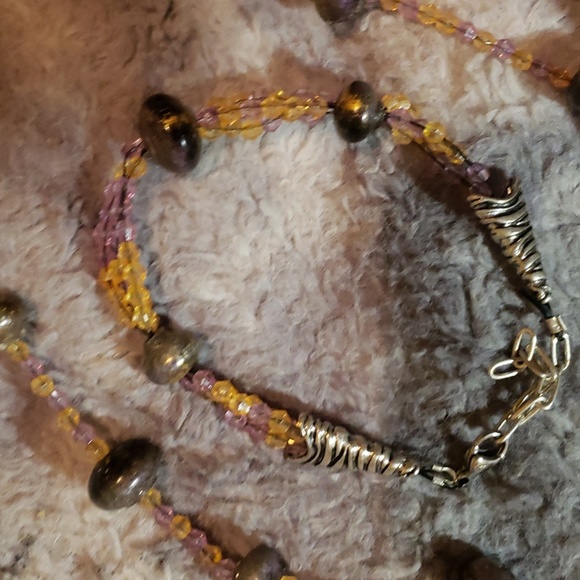 Handmade epoxy beaded set sterling silver - Picture 2 of 5